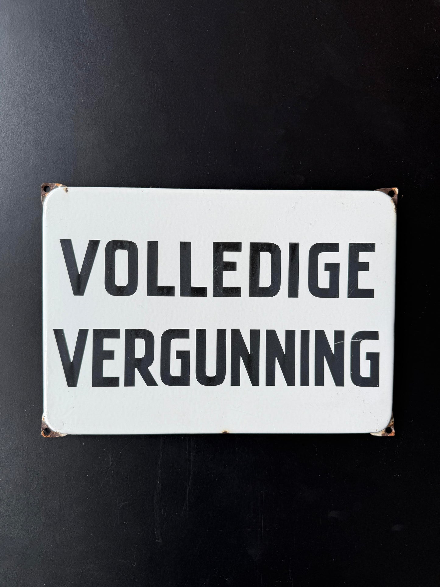 Emaille bord - Volledige vergunning