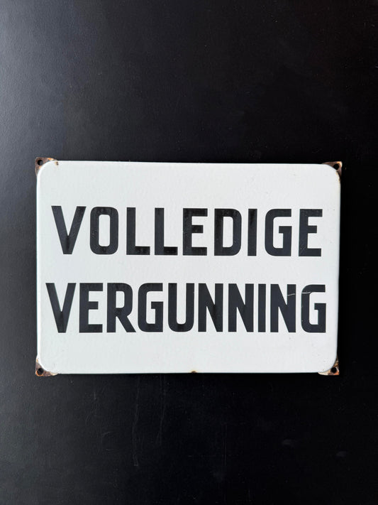 Emaille bord - Volledige vergunning
