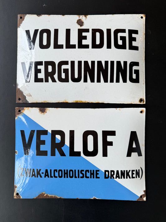 Volledige vergunning verlof A emaille bord